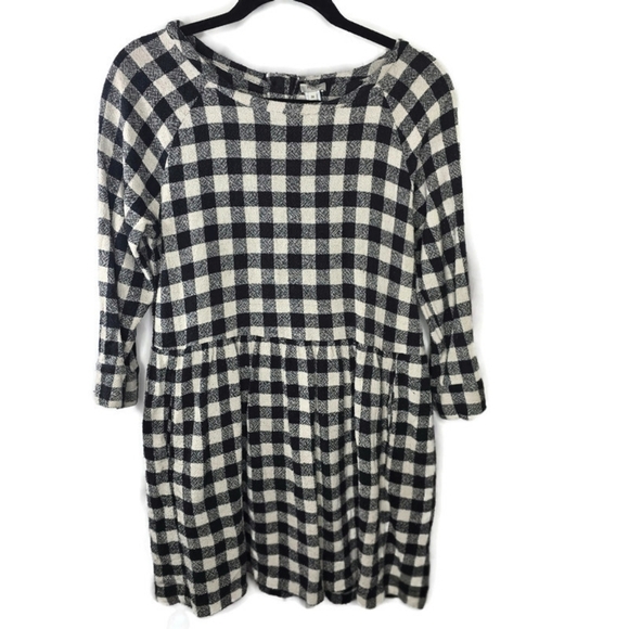 Hoss Intropia Black and Tan Checkered Babydoll Dress Size 38 US Size 6 - Picture 1 of 10